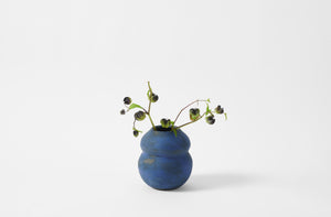 Victoria Morris brushed cobalt gourd vase holding flowers