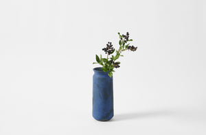 Victoria Morris brushed cobalt west vase holding berries