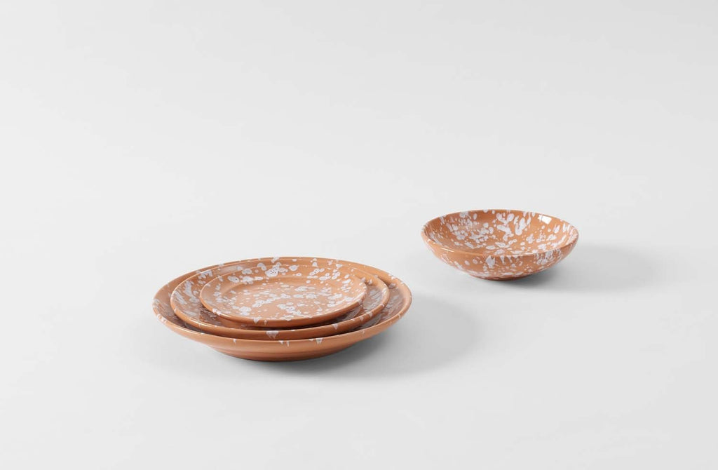 White on Terracotta Splatterware Dinnerware