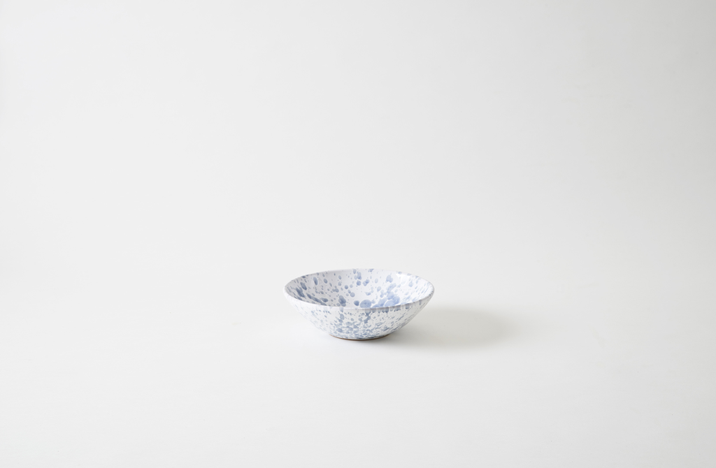 Grey on White Splatterware Pasta Bowl