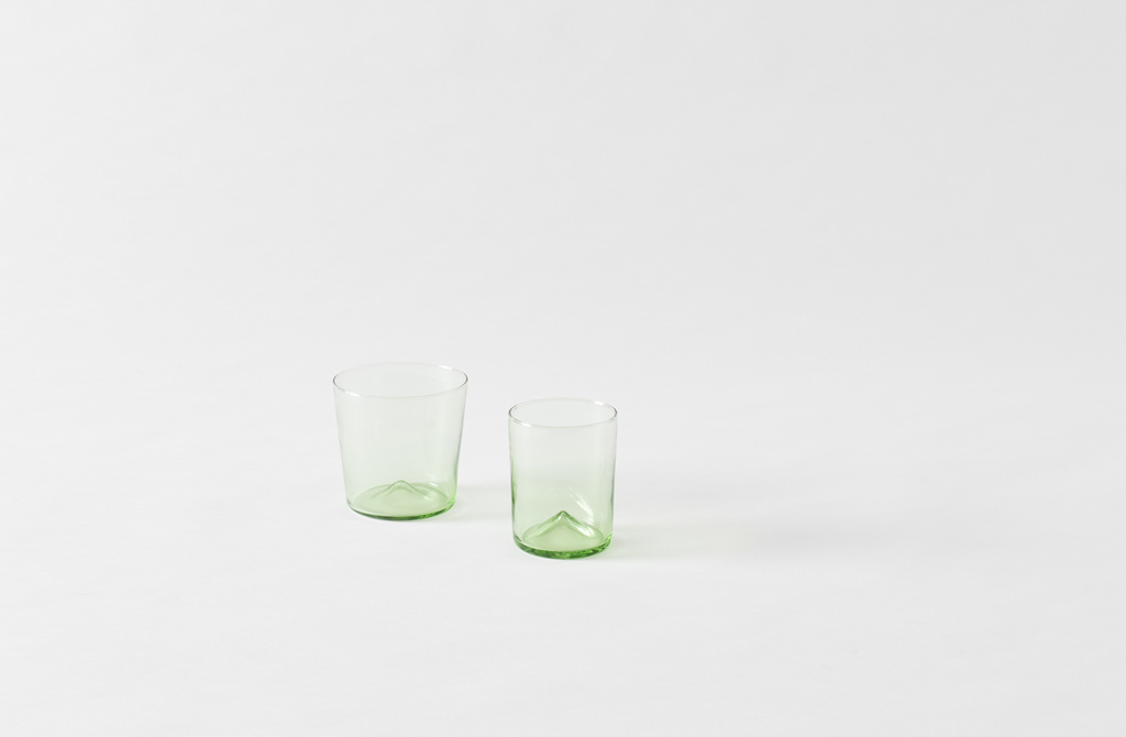 Il Buco Vita Green Mouth Blown Glass Tumblers