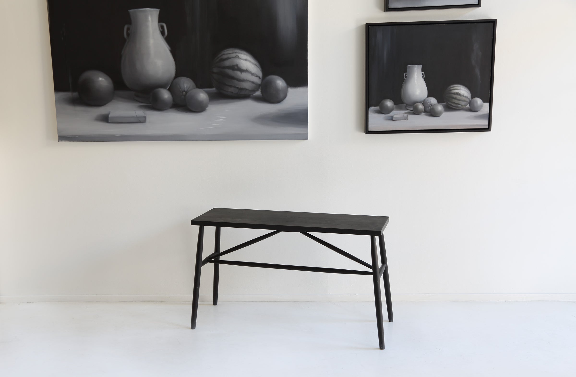 Sawkille Co. Ebonized Black Walnut Square Top Bench