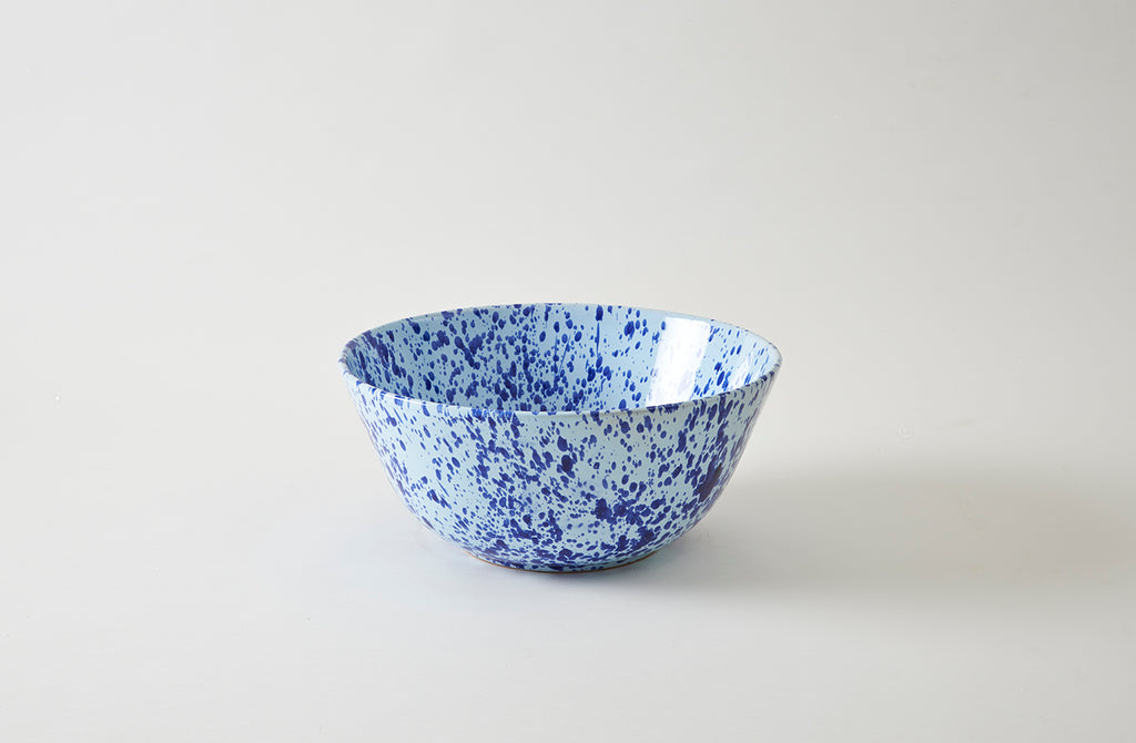 Blue on Blue Splatterware 14.5 Inch Serving Bowl