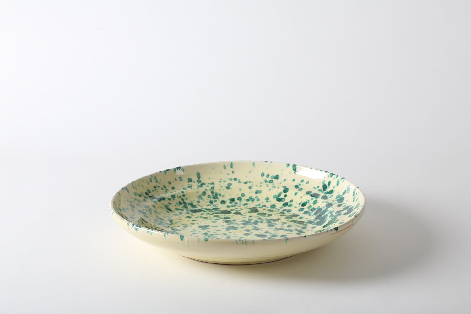 Green on Cream Splatterware 17 Inch Platter