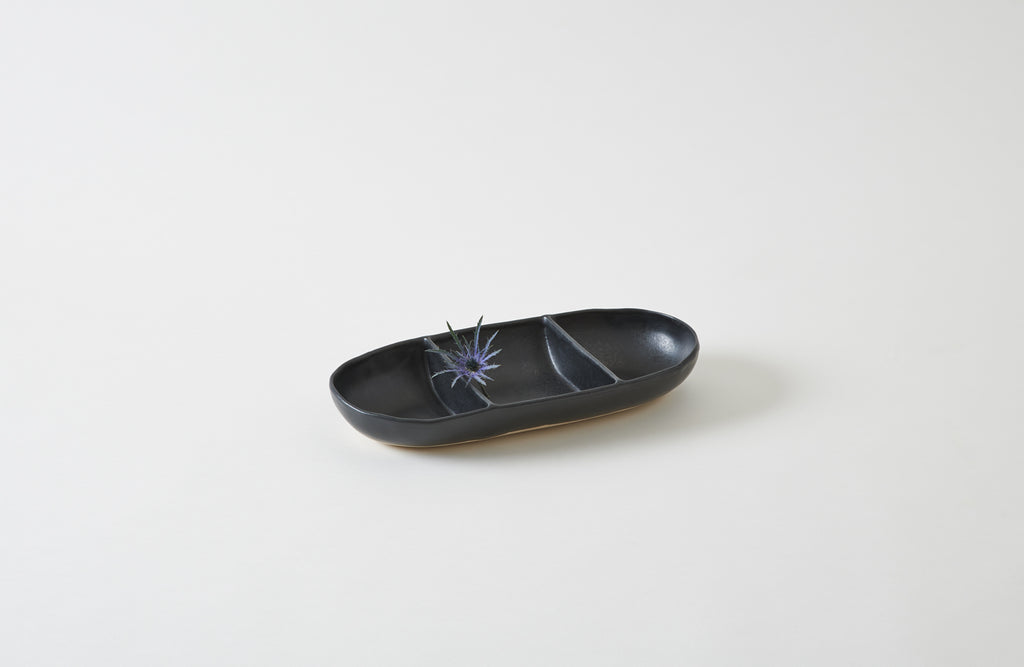 Christiane Perrochon Black Small Oval Dish with Three Spaces