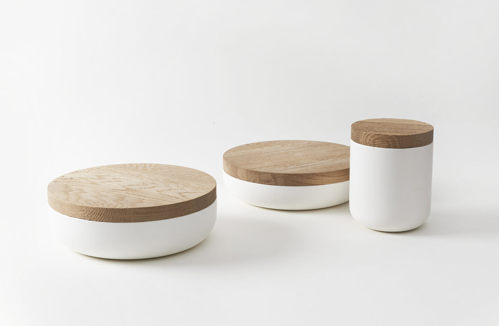 Vincent Van Duysen White Containers with Oak Lids – MARCH