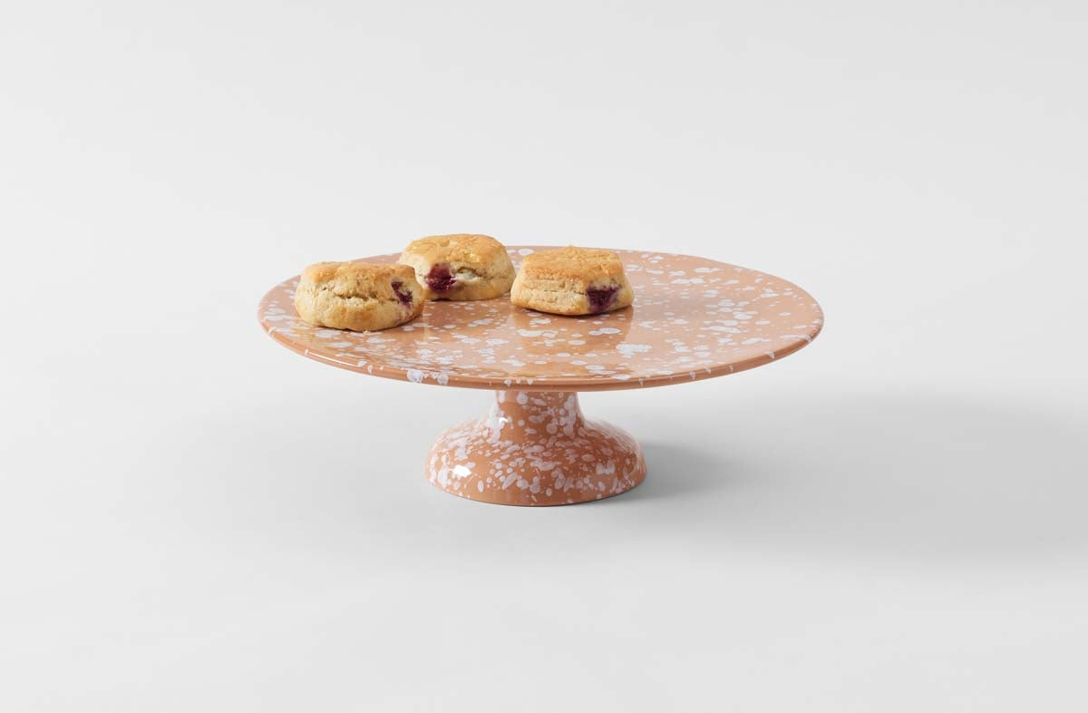 White on Terracotta Splatterware Cake Stand – MARCH