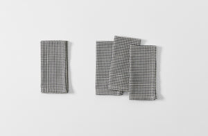 Black and Off-White Gingham Cotton Napkin