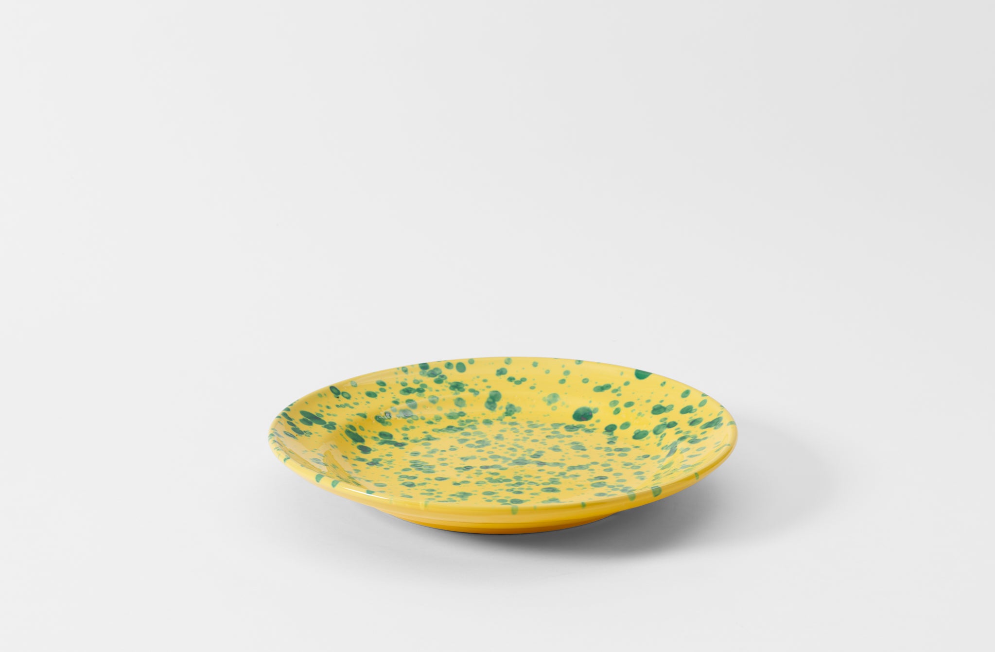 Green on Yellow 14 Inch Splatterware Platter
