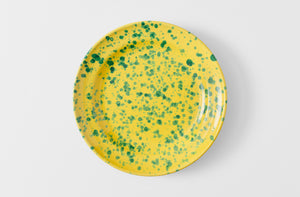 Green on Yellow 14 Inch Splatterware Platter