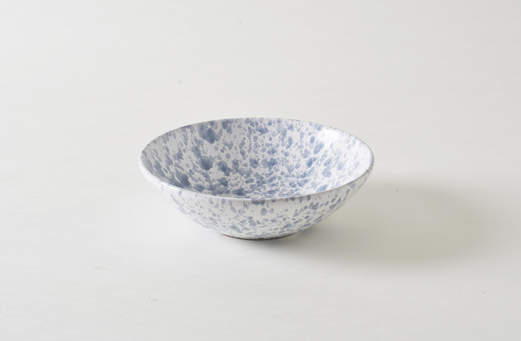 Grey on White Splatterware 13 Inch Serving Bowl