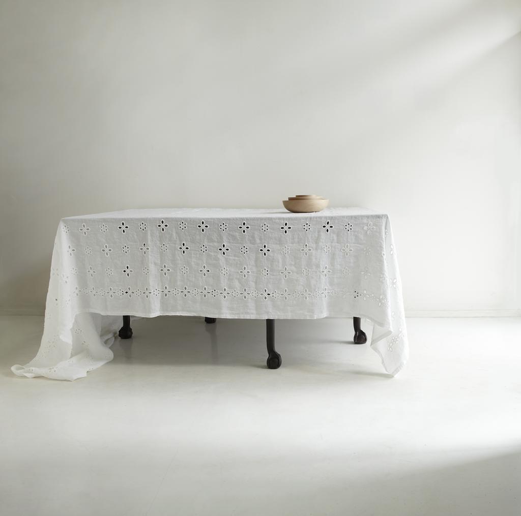 Italian White Sangallo Tablecloth