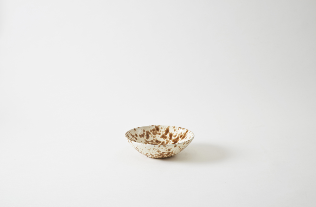 Brown on Cream Splatterware Pasta Bowl