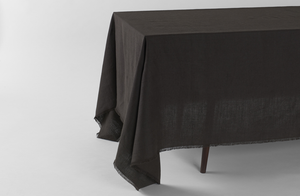Boxwood Linen Arabica Fringed Tablecloth