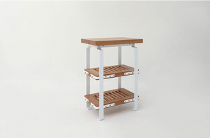 MARCH Small Worktable with Two Shelves by Union Studio