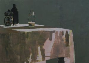 Susan-ashworth-oil-painting-cafetiere-medicine-milk-bottle-I
