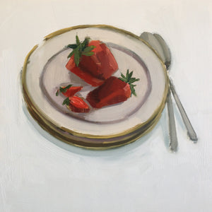 Strawberries on a Plate with Spoons