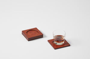 Peter Speliopoulos Chestnut Leather Square Coaster Set of Four