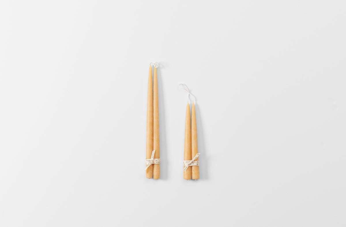 Natural colored beeswax tapers 