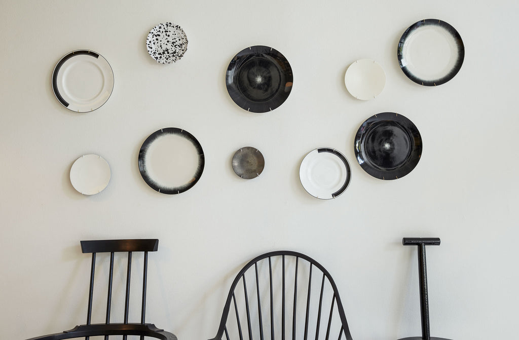 Ann Demeulemeester Black and Cream Dinner Plate