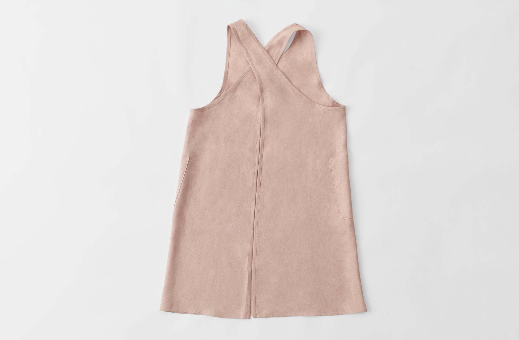 At Work MARCH Dusty Pink Linen Cross Back Apron