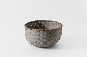 Black Ash Grey Shallow Footed Basket with Natural Rim