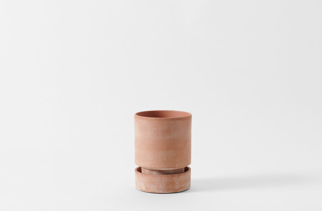 Extra Large Terracotta Cylinder Pot and Saucer