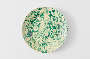 Green on Cream 14 Inch Splatterware Platter