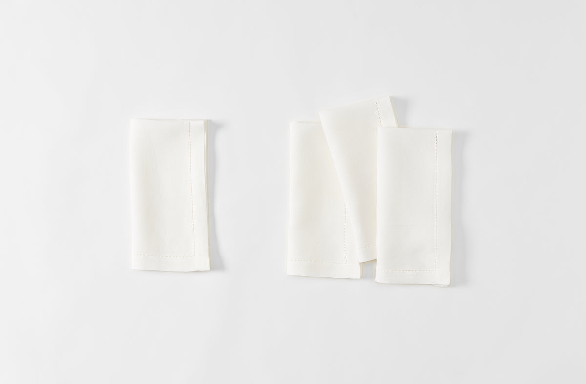 MARCH White Irish Linen Hemstitch Napkin