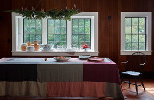 Once-Milano-Linen-Patchwork-Tablecloth-and-Napkins-on-Table