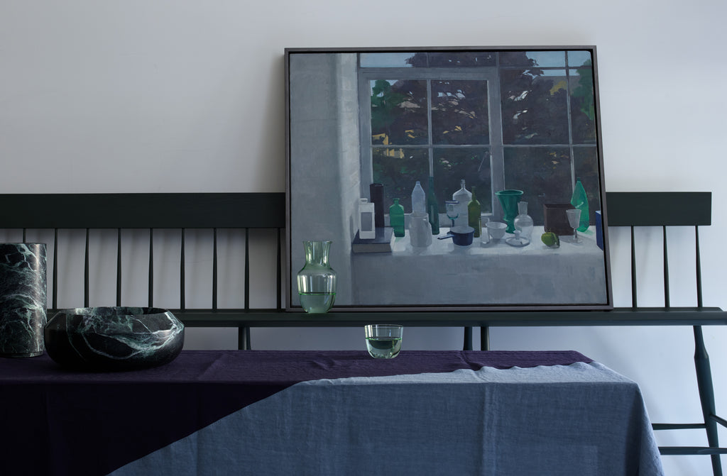 Blue Patchwork Linen Tablecloth