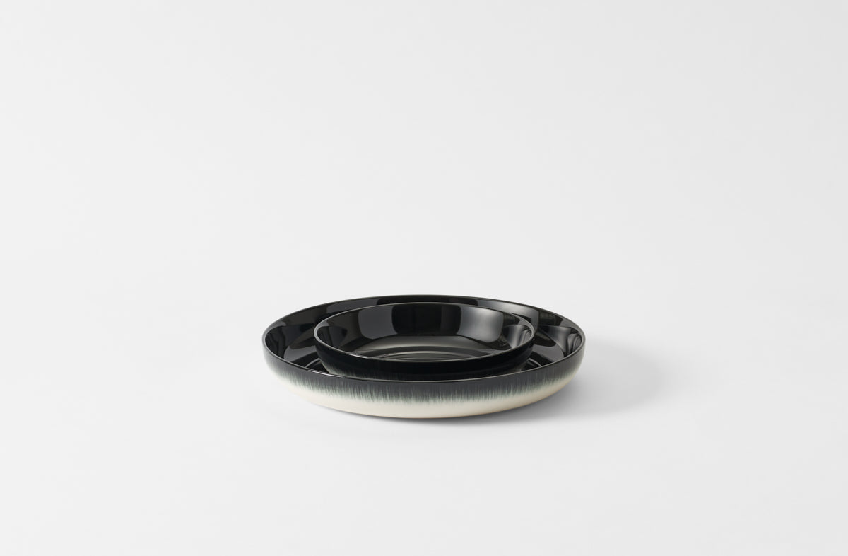 Ann Demeulemeester Black and Cream Large Low Bowl