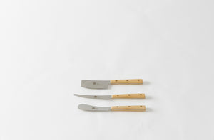Berti Boxwood Set of 3 Cheese Knives in Fabric Roll