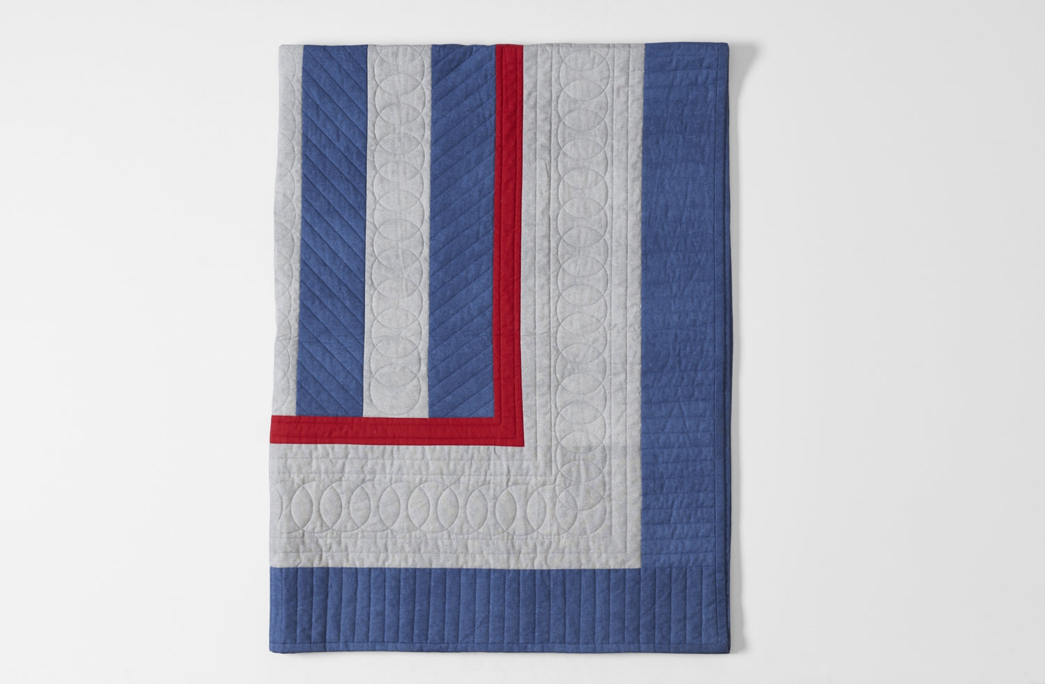 MARCH Blue and Light Grey Stripe Quilt