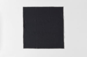 Boxwood Linen Black Overlock Napkin with Flax Stitching