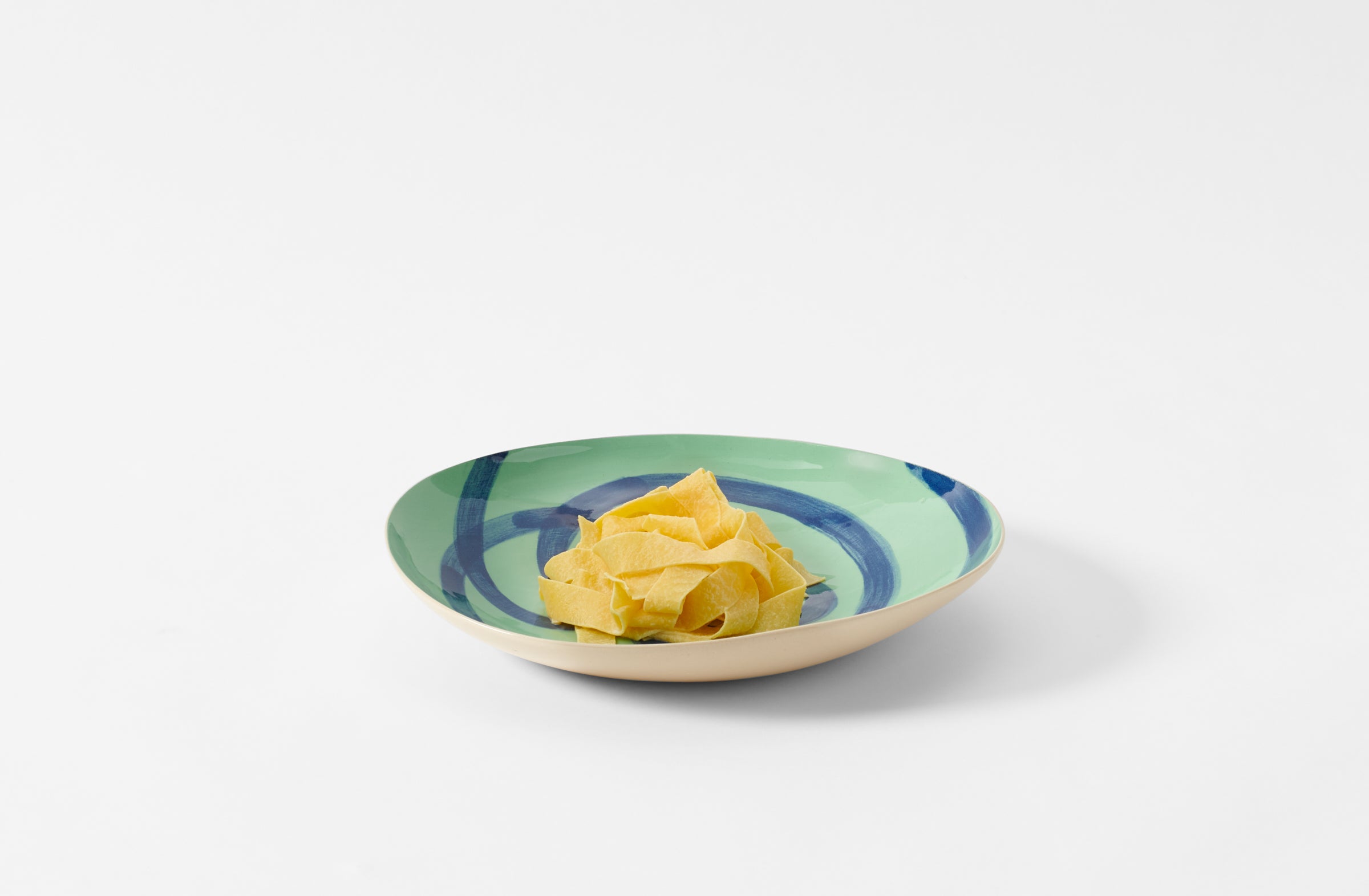 Brickett Davda Deep Pea Green with Ink Swirl Pasta Plate