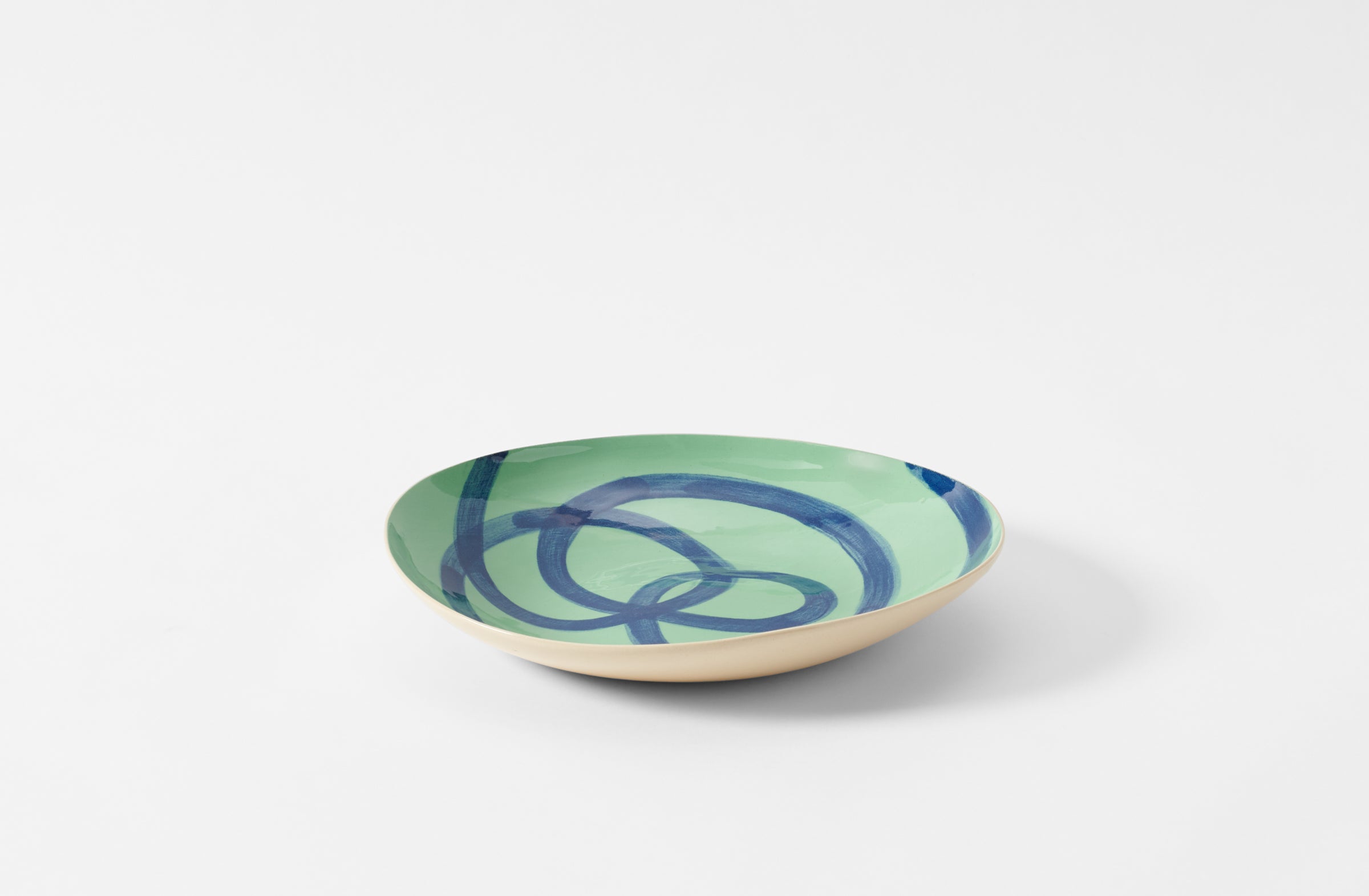 Brickett Davda Deep Pea Green with Ink Swirl Pasta Plate