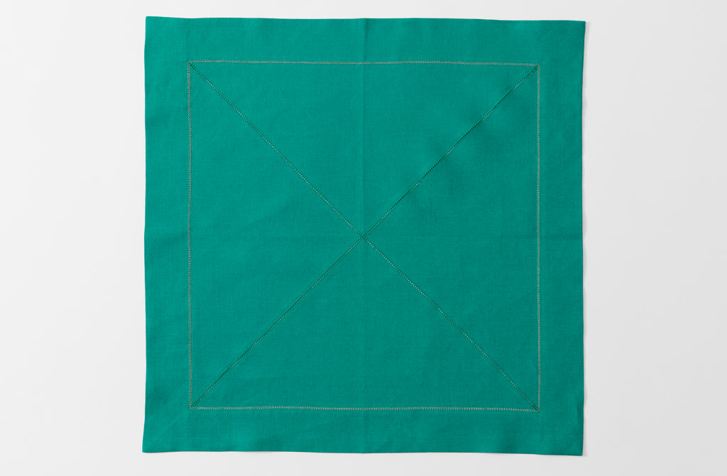 Peter Speliopoulos Bright Emerald Hemstitch Linen Napkin
