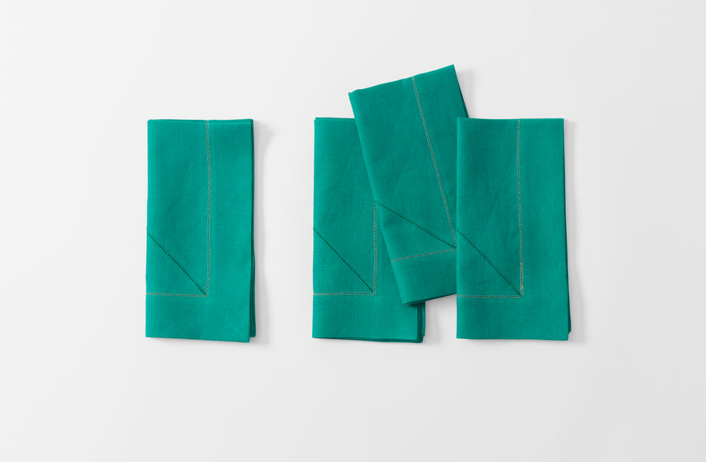 Peter Speliopoulos Bright Emerald Hemstitch Linen Napkin