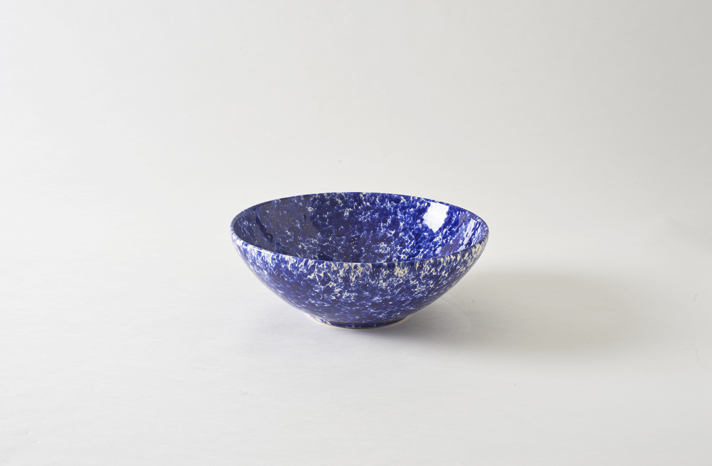 MarchSF Blue on Cream Splatterware 13 Inch Serving Bowl