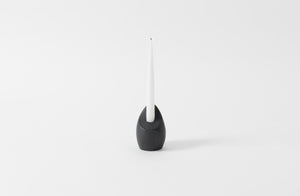 carol leskanic black gesso tall sculpture candleholder with white taper candle