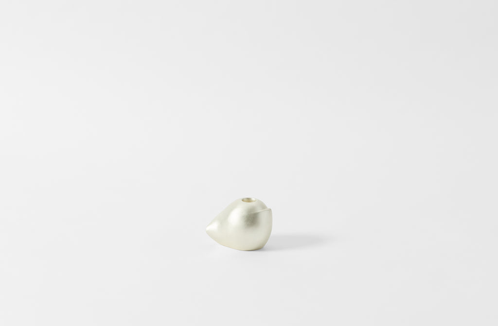 carol leskanic white gold short sculptural candlestick