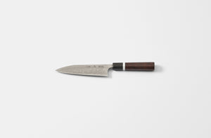 Carter Cutlery Funayuki 6 Inch Kitchen Knife with Ironwood Handle and Black Canvas Micarta Bolster