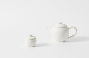 christiane perrochon white beige medium hand thrown stoneware teapot with sugar pot