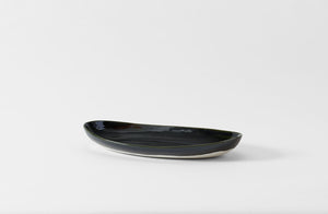 Christiane Perrochon Shiny Black Long Oval Porcelain Dish