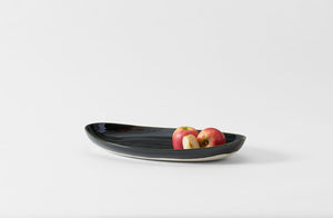 Christiane Perrochon Shiny Black Long Oval Porcelain Dish