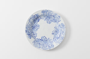 mg by hand chrysanthemum porcelain platter shown from above