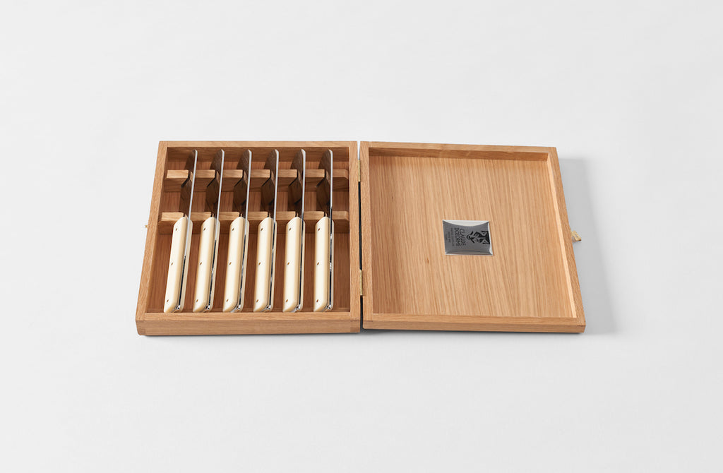 Claude Dozorme Set of 6 Marly Steak Knives in Oak Box