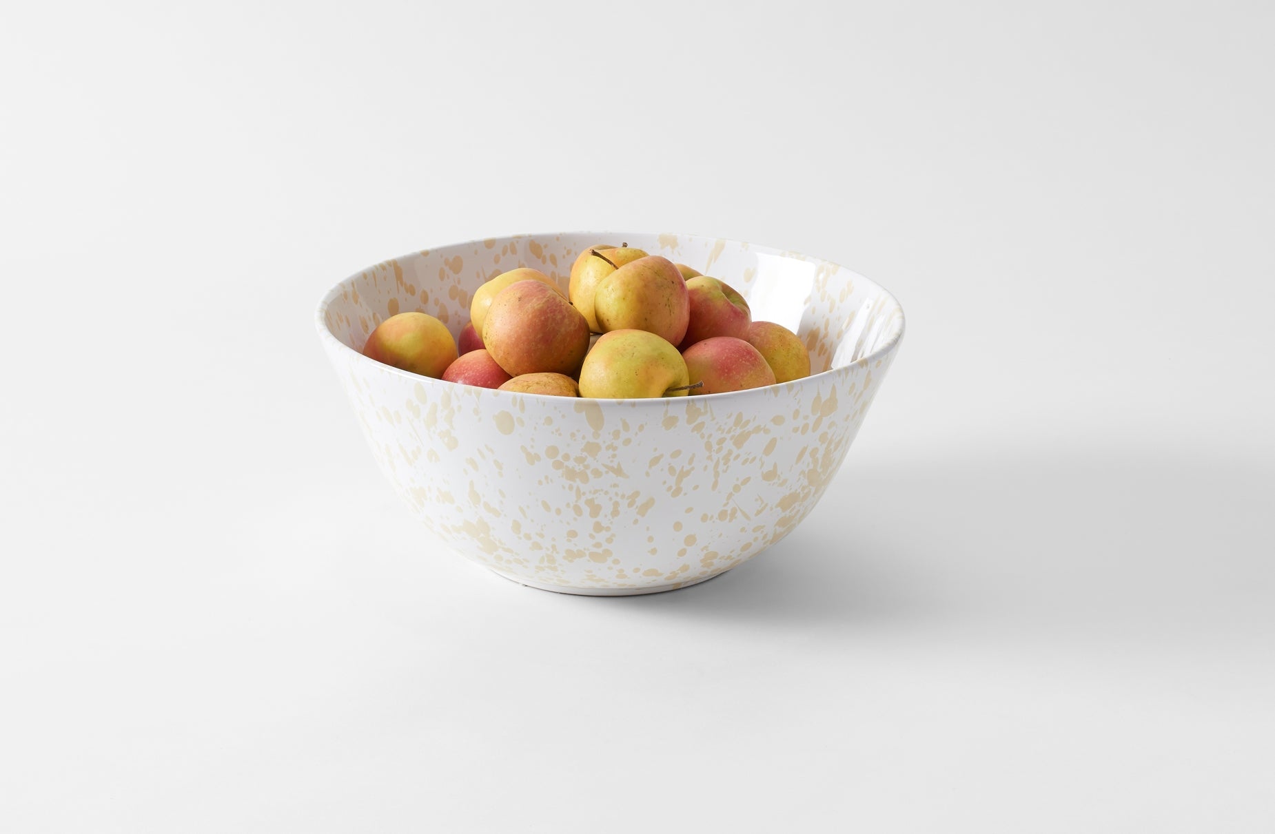 MARCH: Cream on White Splatterware 14.5 Inch Serving Bowl