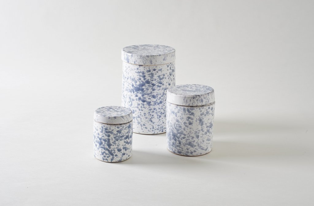Grey on White Splatterware Canisters (Large)